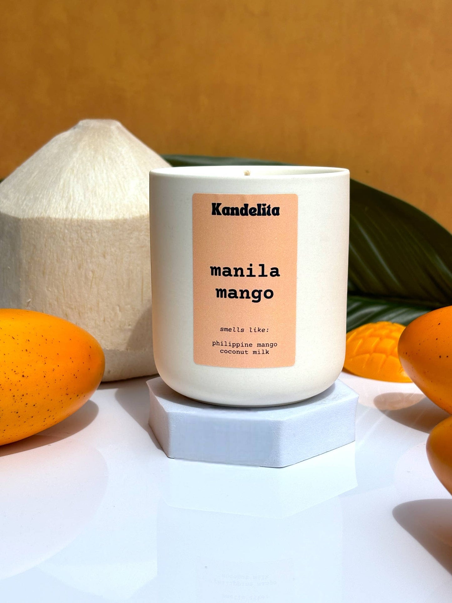 Manila Mango | 8.5 oz matte white ceramic soy candle - MARIVIC MART