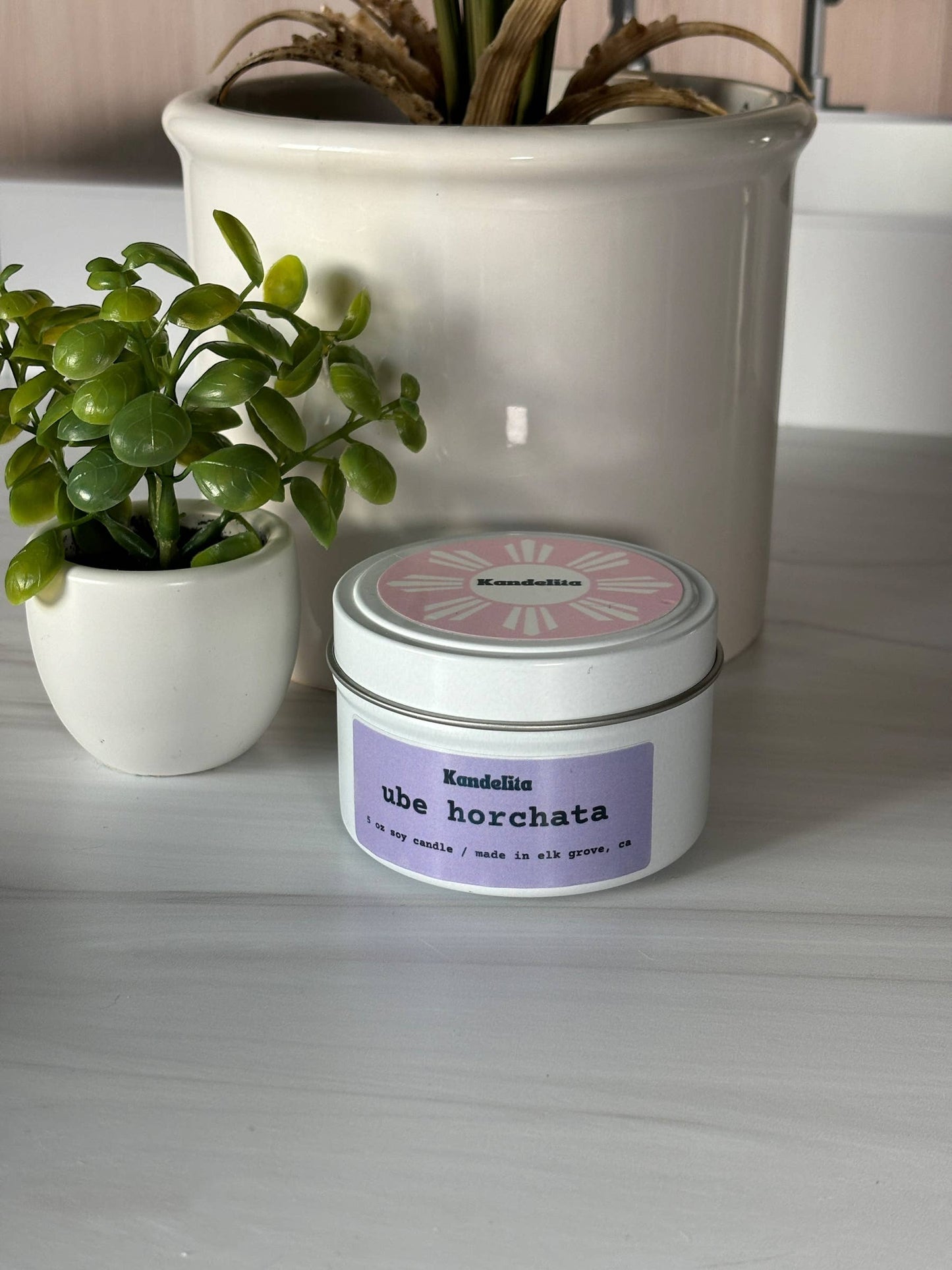 Ube Horchata | 4 oz white soy candle tin - MARIVIC MART