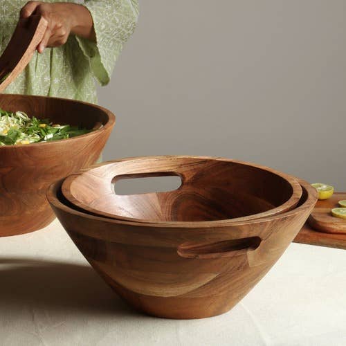 Wood Bowl w/ Handles, MD, 3 - MARIVIC MART