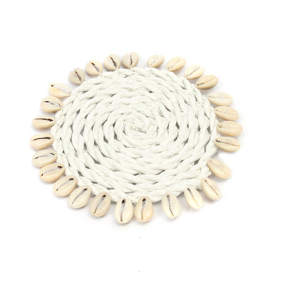 The Seagrass Shell Coaster - White - MARIVIC MART