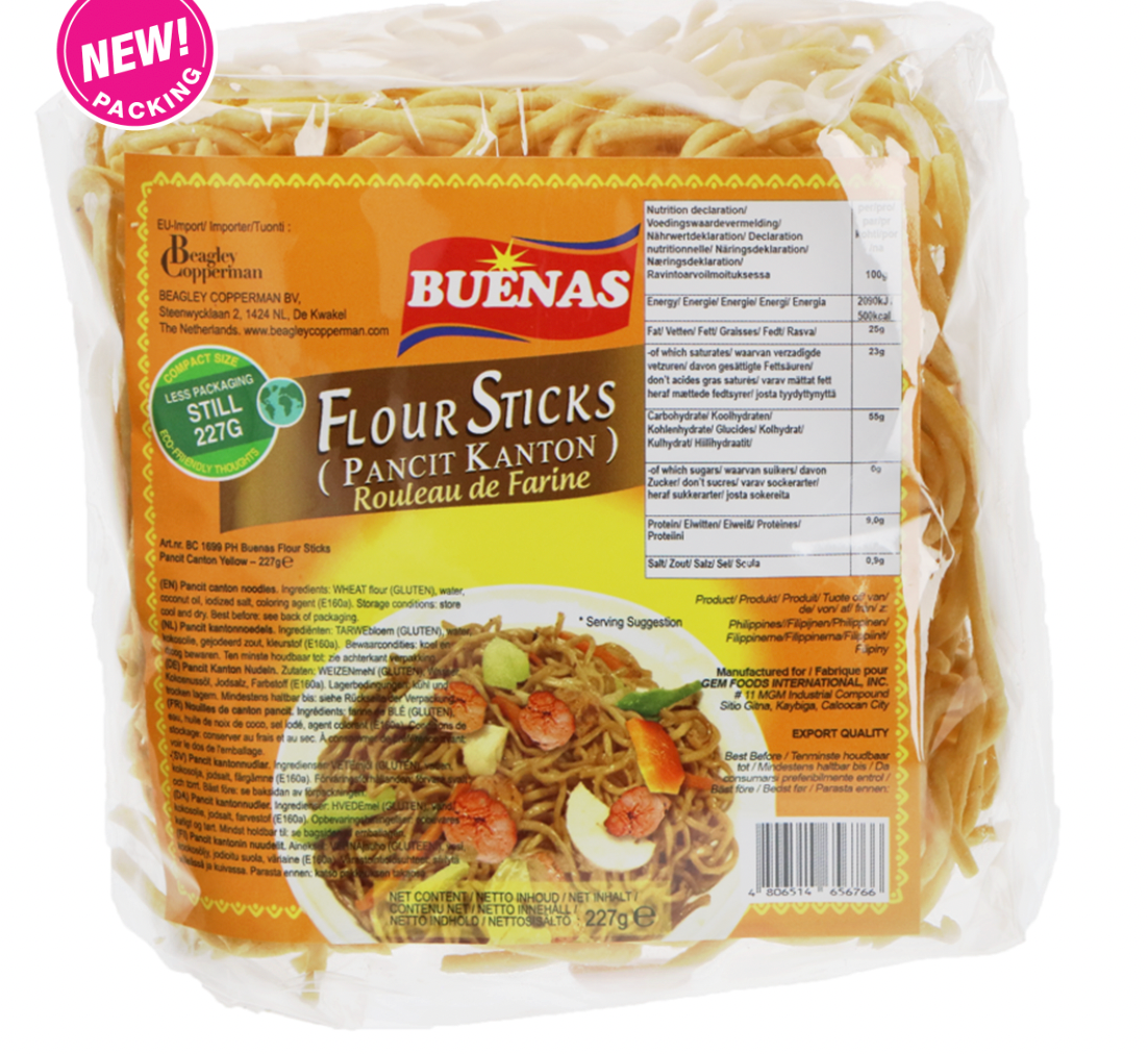 Flour Sticks Pancit Canton - Yellow | | Buenas |227g. - MARIVIC MART