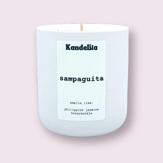 Sampaguita | 8.5 oz Matte white ceramic soy candle - MARIVIC MART